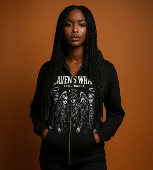 Nu'borne: Heaven's Wrath Pullover Hoodie With Zipper Closure